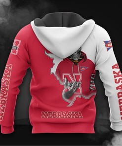 Nebraska Huskers Skull Graphic 3D Hoodie - 3D Hoodies With Zippers