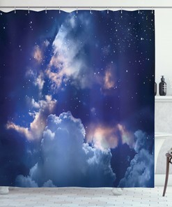 Nebula Astronomy Stars Space Print Shower Curtain for Cosmic Bathroom 