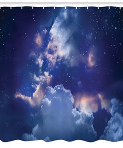 Nebula Astronomy Stars Space Print Shower Curtain for Cosmic Bathroom