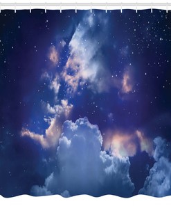 Nebula Astronomy Stars Space Print Shower Curtain for Cosmic Bathroom 