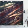 Nebula Gas Cloud in Space Galaxy Stars Print Shower Curtain with Planets