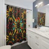 Nebula Star Flowers Printed Shower Curtain for Cosmic Bathroom 