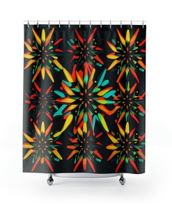 Nebula Star Flowers Printed Shower Curtain for Cosmic Bathroom