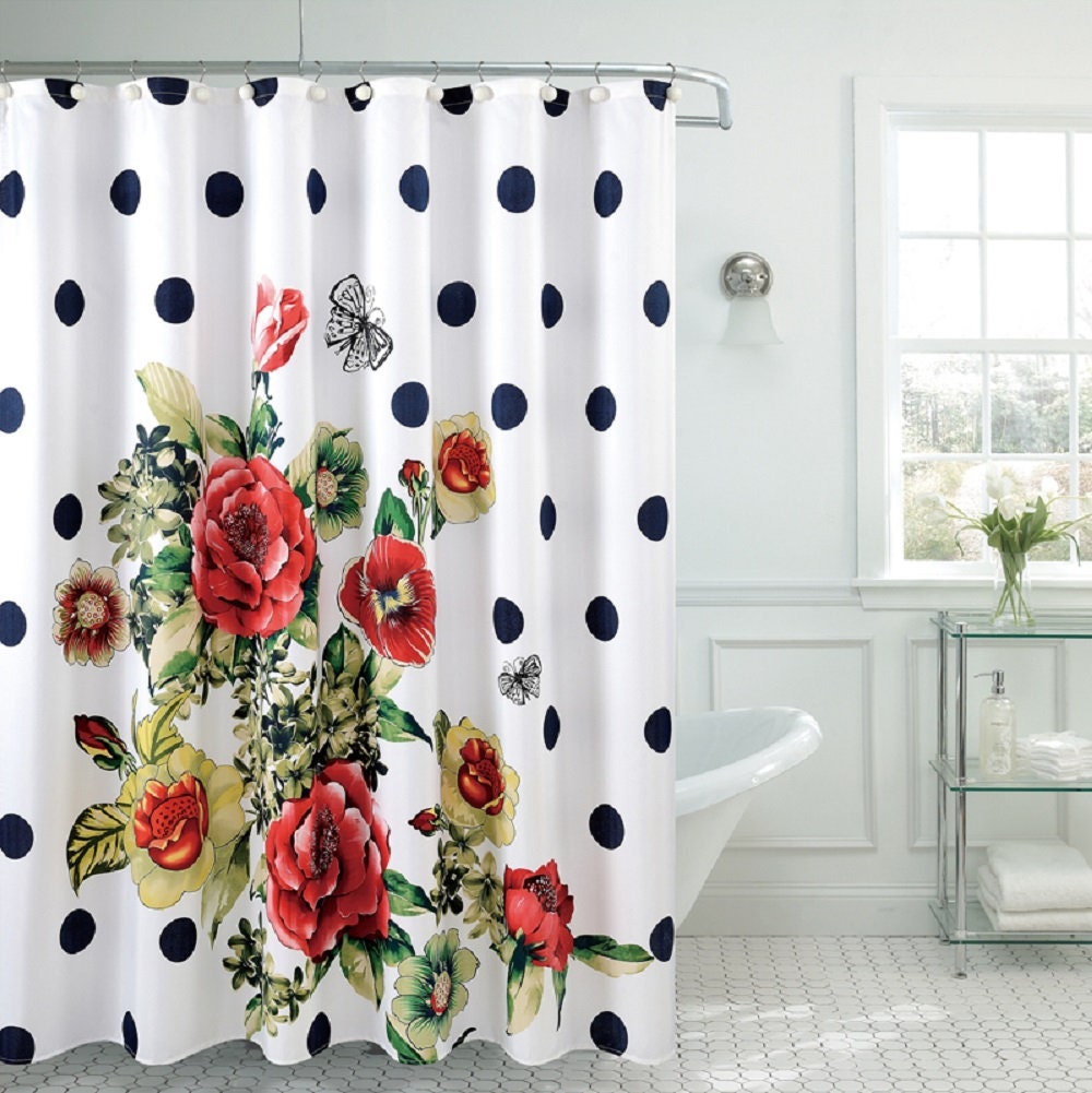 Nella Flower Garden Rose Shower Curtain - Colorful Floral Bathroom Decor