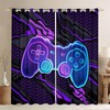 Neon Blue Purple Gamepad Window Curtains - Perfect Gaming Room Decor