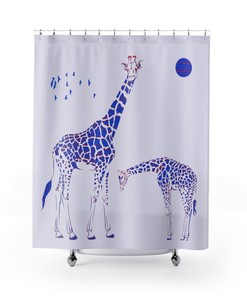 Neon Giraffe Sun Purple Collection Shower Curtain for Artistic Bathroom