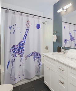 Neon Giraffe Sun Purple Collection Shower Curtain for Artistic Bathroom