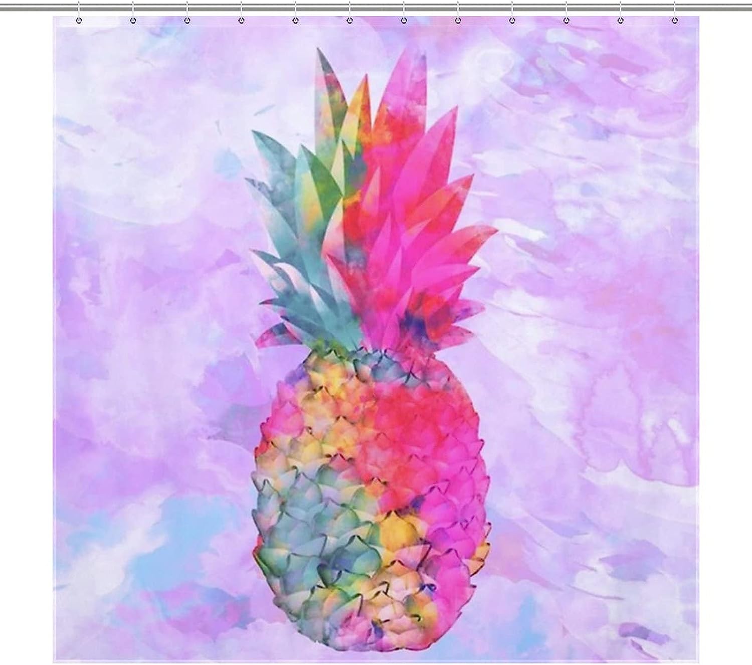 Neon Hawaiian Pineapple Tropical Bright Waterproof Shower Curtain