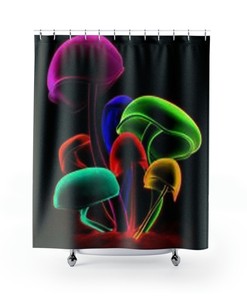 Neon Mushroom Shower Curtain for Psychedelic Bathroom Decor