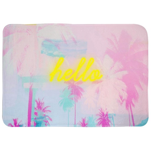 Neon Palm Print Shower Curtain - Bold Bathroom Accessory