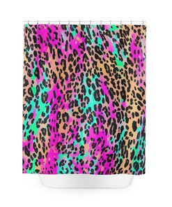Neon Pink Leopard Print Shower Curtain for Colorful Bathroom Decor