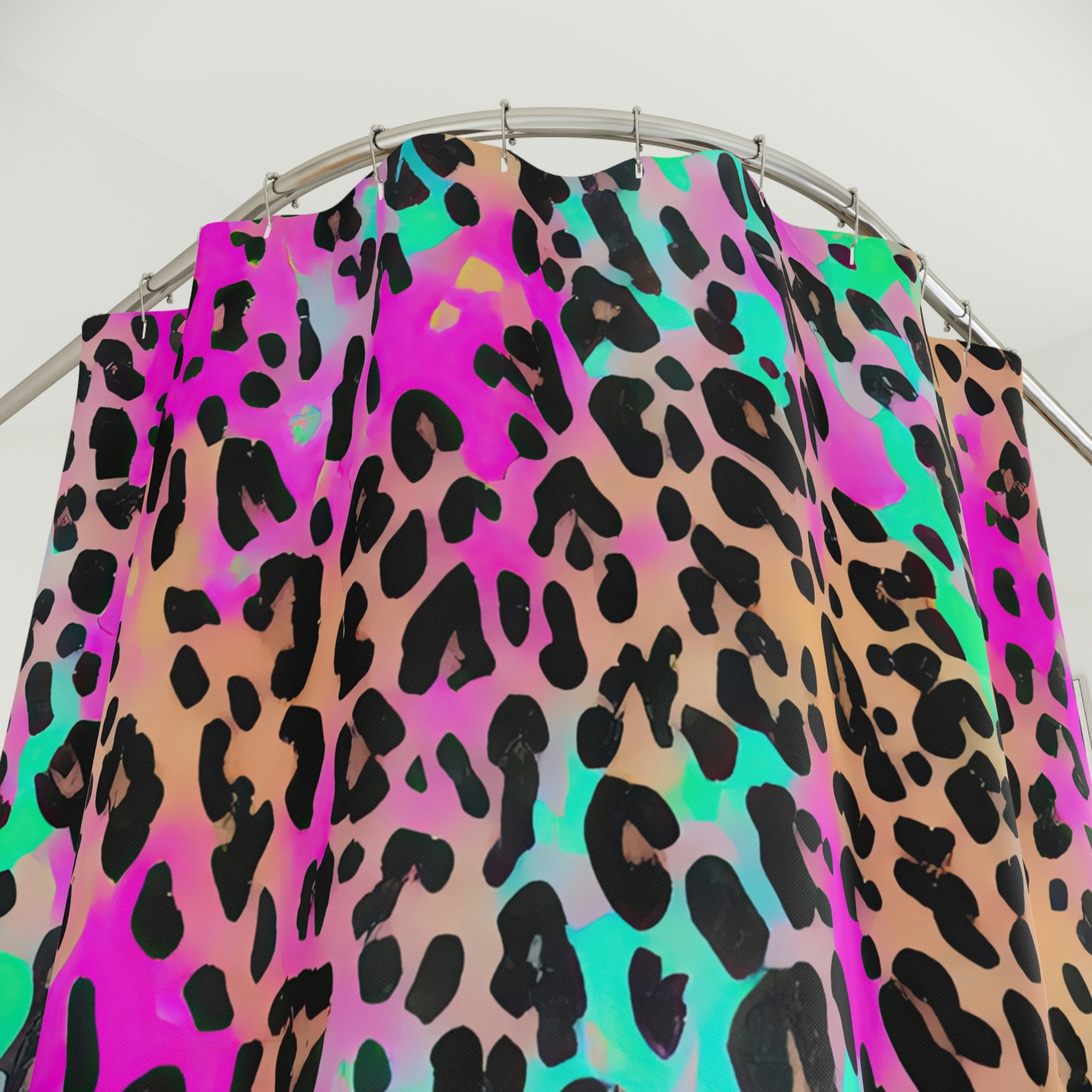 Neon Pink Leopard Print Shower Curtain for Colorful Bathroom Decor