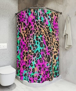 Neon Pink Leopard Print Shower Curtain for Colorful Bathroom Decor
