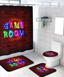 Neon Sign Design Gamepad Gamer Shower Curtain For Bathroom