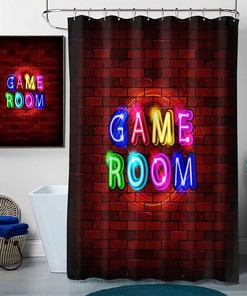 Neon Sign Design Gamepad Gamer Shower Curtain For Bathroom