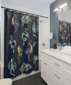 Nerdy Whimsigoth Dragon Shower Curtain for Creative Bathroom Decor