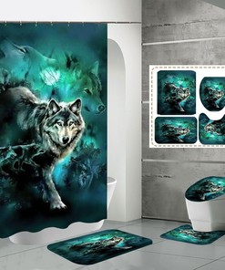 Nether Wolf Animal Print Shower Curtain for Nature Lovers 