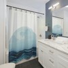 Neutral Blue Water Theme Boho Moon Ocean Shower Curtain For Stylish Bathroom Decor
