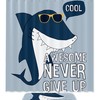 Never Give Up Quote Shark Shower Curtain for Inspirational Bathroom Decor