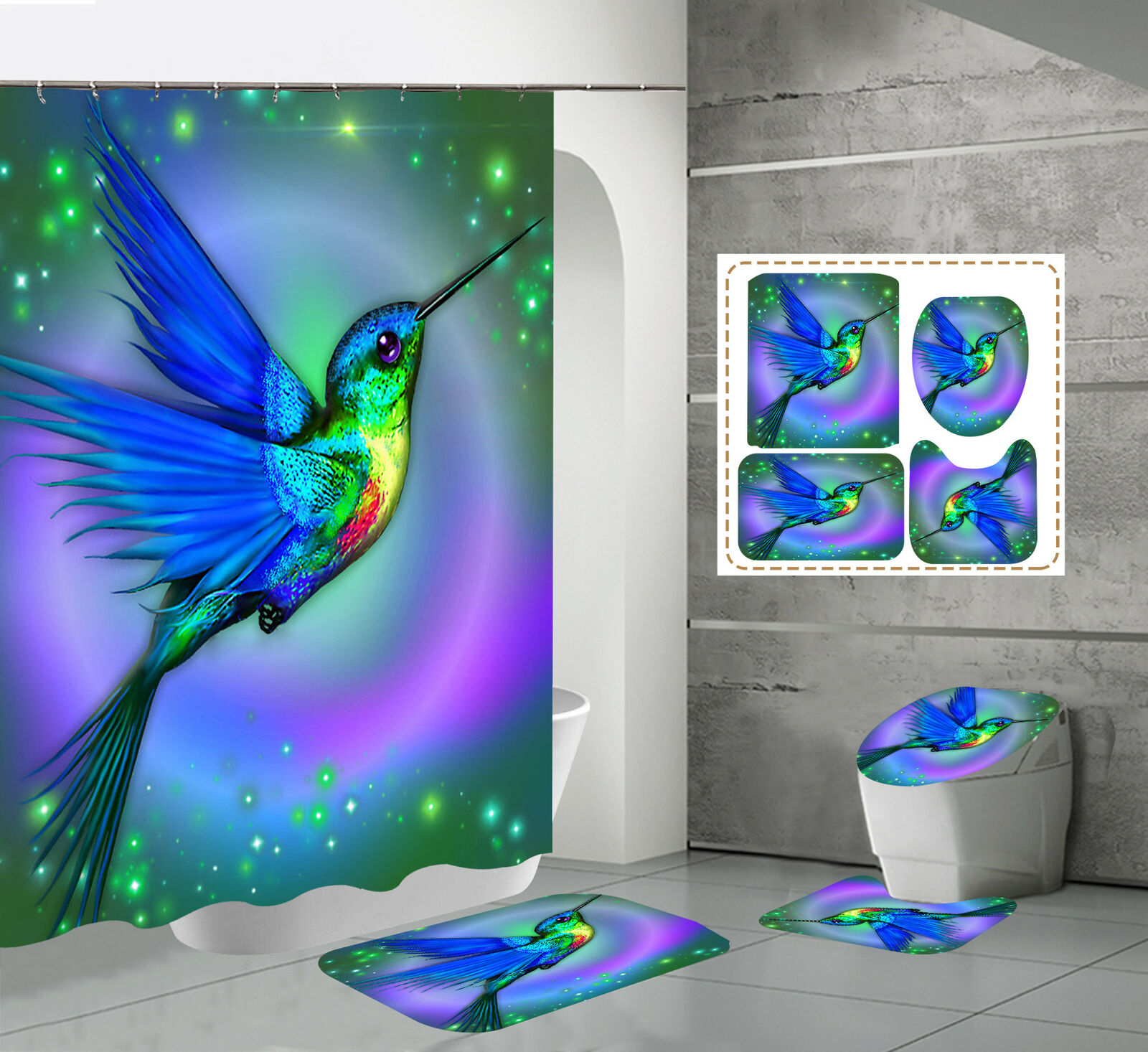 New Color Hummingbird Shower Curtain
