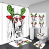 New Decorative Christmas Pet Dog With Deer Horn Print Shower Curtain