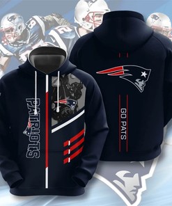 New England Patriots 3 Lines Graphic 3D Zip Hoodie - Gifts For Father Day