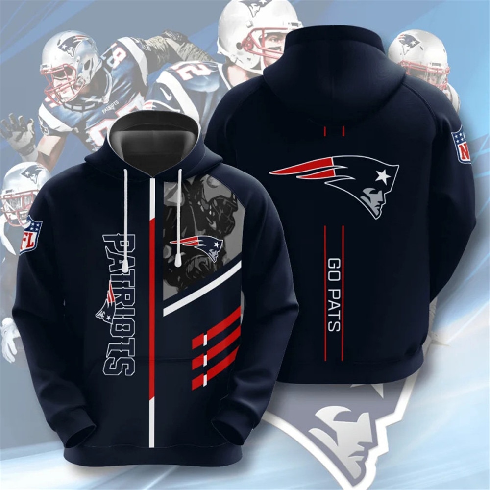 New England Patriots 3 Lines Graphic 3D Zip Hoodie - Gifts For Father Day