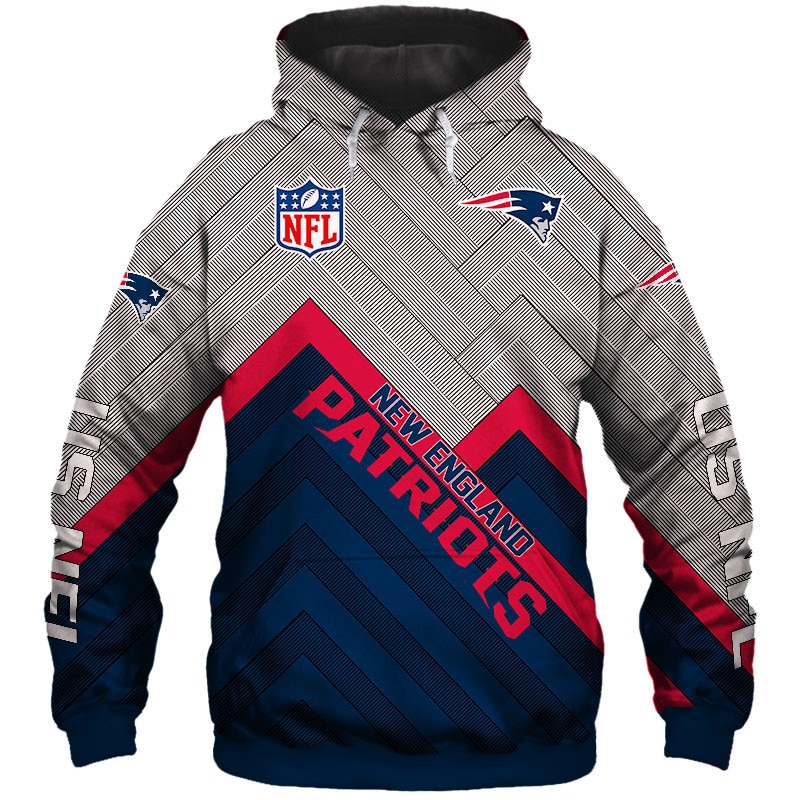 New England Patriots 3D Zip Up Hoodie Pullover, All Over Print Hoodie Printful