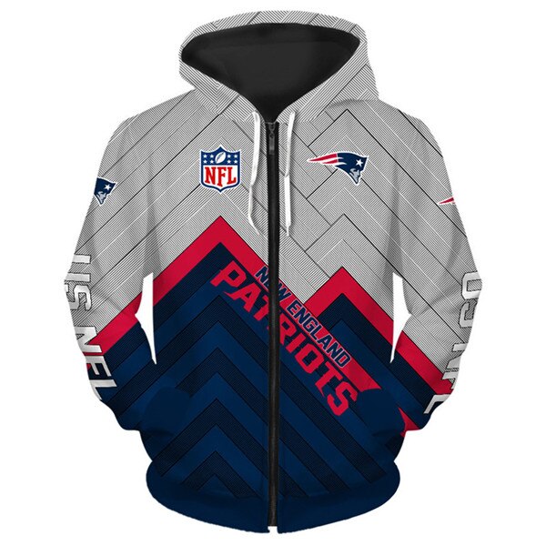 New England Patriots 3D Zip Up Hoodie Pullover, All Over Print Hoodie Printful