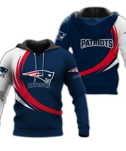 New England Patriots Curve Graphic 3D All Over Print Hoodie Gifts For Fans