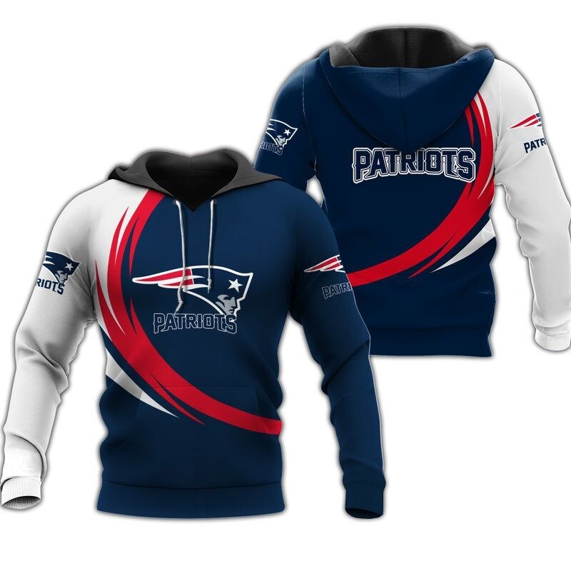 New England Patriots Curve Graphic 3D All Over Print Hoodie Gifts For Fans