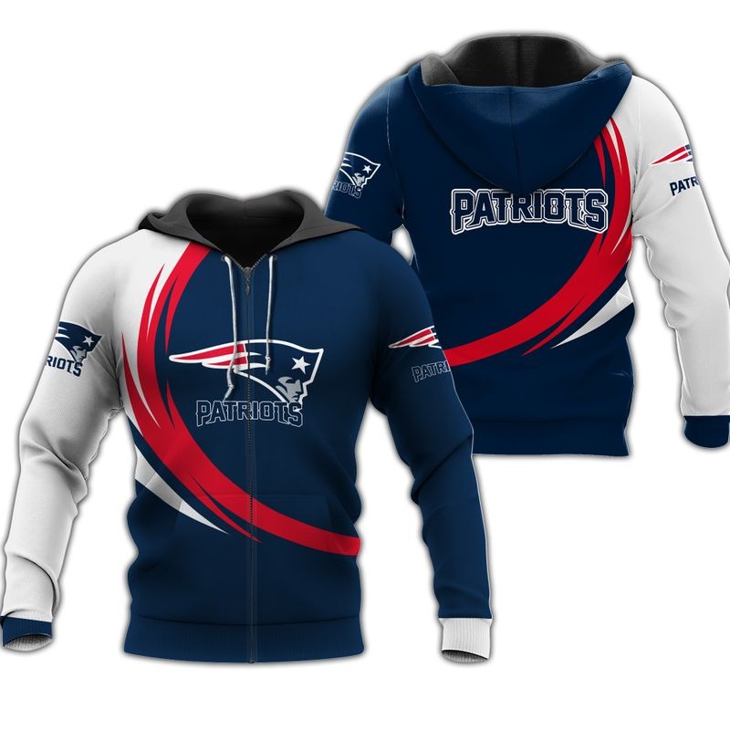 New England Patriots Curve Graphic 3D All Over Print Hoodie Gifts For Fans