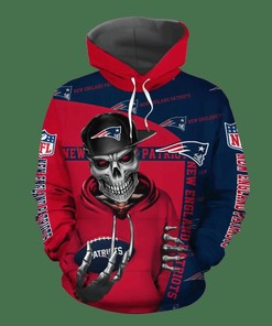 New England Patriots Cute Death 3D All Over Print Hoodie Gifts For Fans