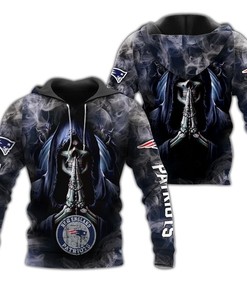 New England Patriots Death Smoke Graphic 3D Zip Hoodie - Gifts For Men