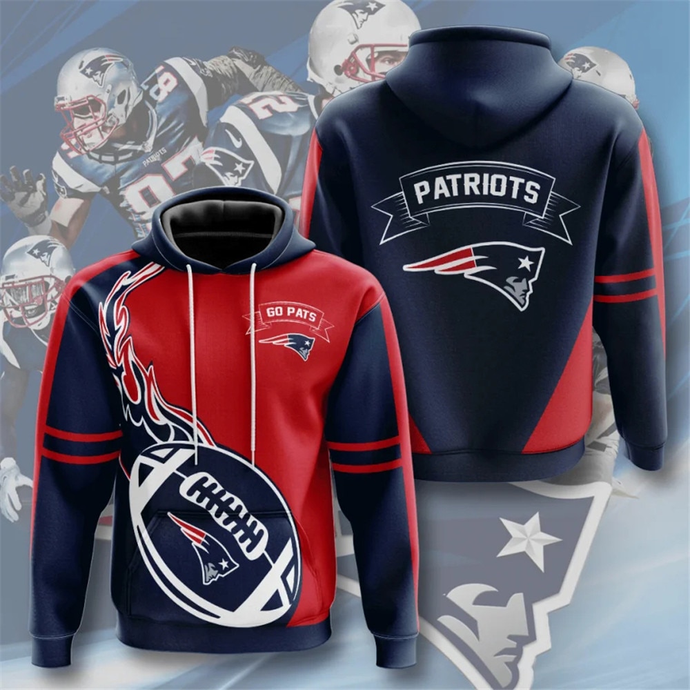 New England Patriots Flame Balls Graphic 3D All Over Print Hoodie Gift For Fans