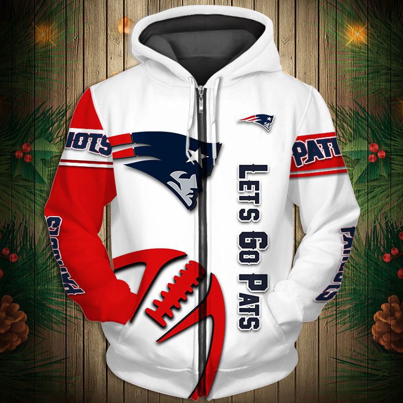 New England Patriots Graphic Balls Zip Hoodie Pullover - Gifts For Father Day