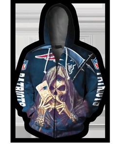 New England Patriots Halloween Death Card Hoodie - 3D Hoodies With Zippers