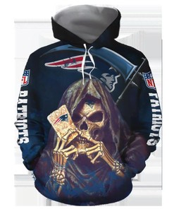 New England Patriots Halloween Death Card Hoodie - 3D Hoodies With Zippers
