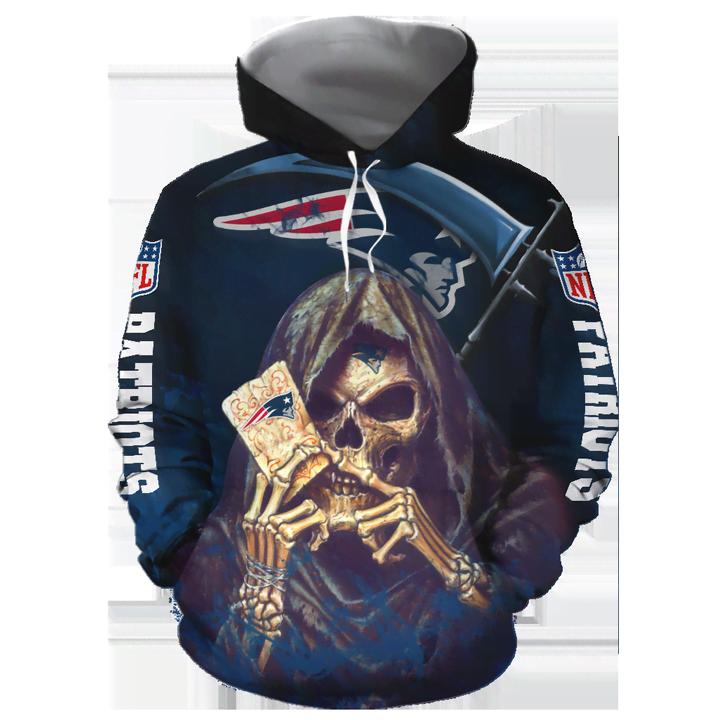 New England Patriots Halloween Death Card Hoodie - 3D Hoodies With Zippers
