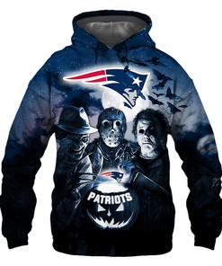 New England Patriots Halloween Horror Night 3D Hoodie - All Over Print Zip Up Hoodie Men