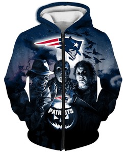 New England Patriots Halloween Horror Night 3D Hoodie - All Over Print Zip Up Hoodie Men