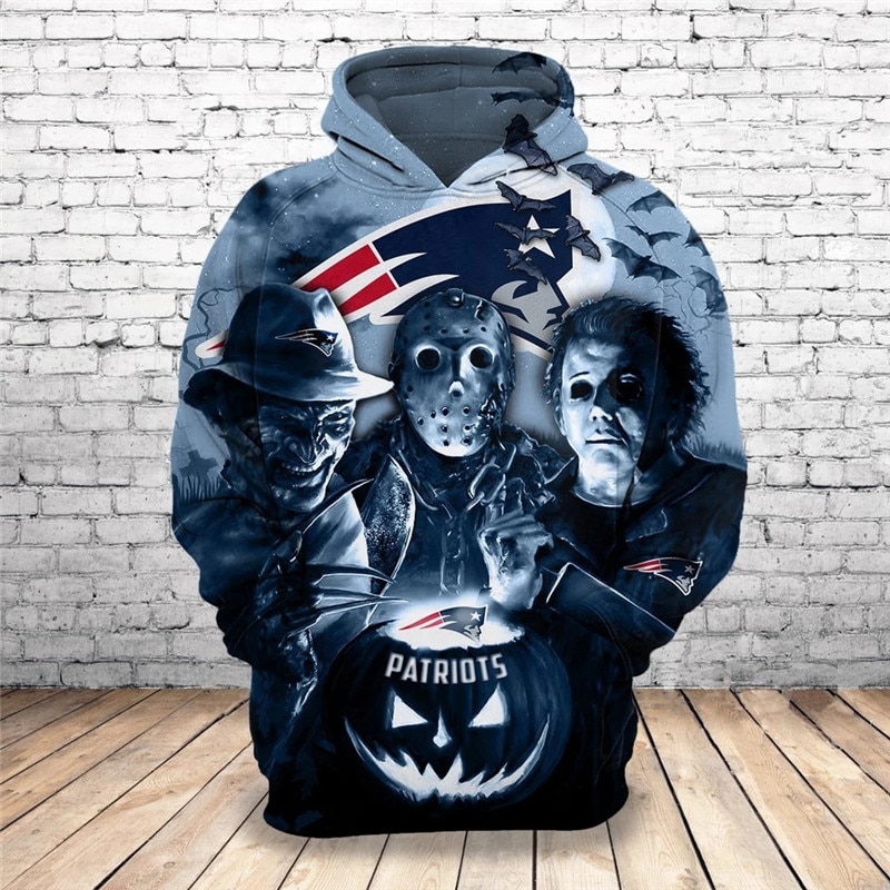 New England Patriots Horror Night Halloween Zip Hoodie Pullover - Gifts For Men