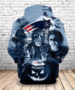 New England Patriots Horror Night Halloween Zip Hoodie Pullover - Gifts For Men