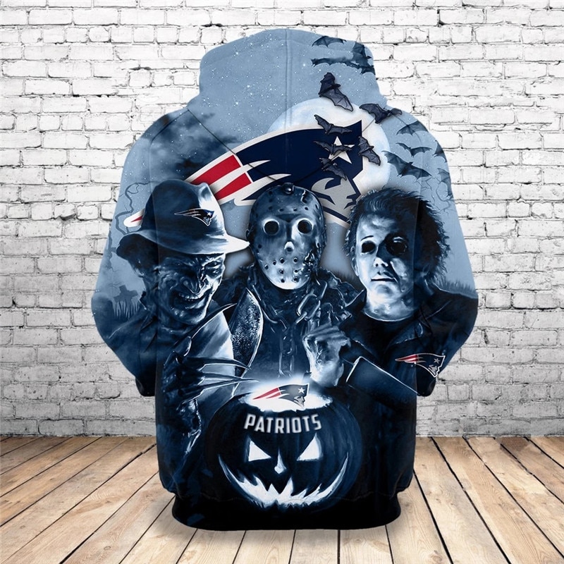 New England Patriots Horror Night Halloween Zip Hoodie Pullover - Gifts For Men
