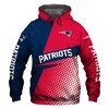 New England Patriots Long Sleeve 3D All Over Print Zip Up Hoodie For Fans