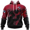 New England Patriots Skull 3D Custom Name & Number All Over Print Hoodie Gifts For Fans