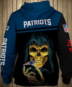 New England Patriots Skull Graphic 3D Hoodie Pullover - 3D Printed Hoodies