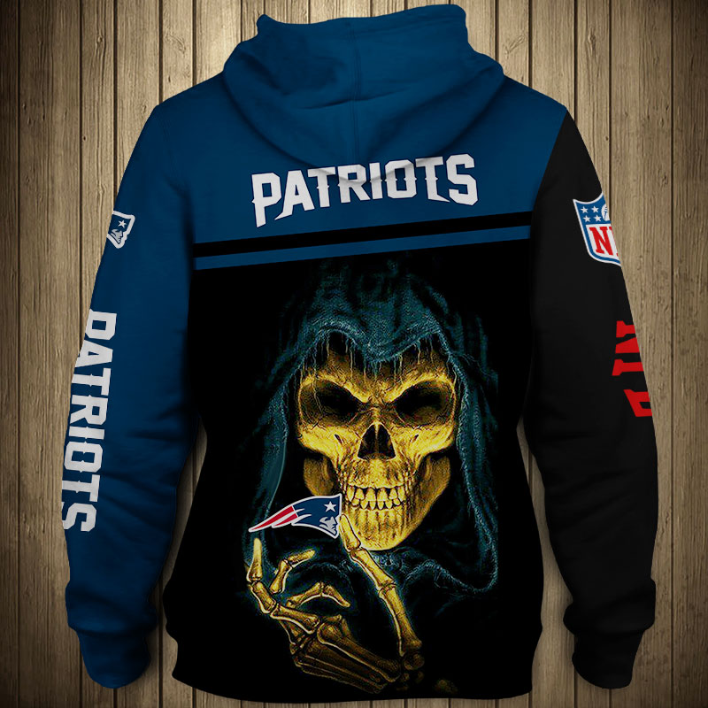 New England Patriots Skull Graphic 3D Hoodie Pullover - 3D Printed Hoodies