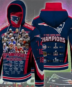 New England Patriots Super Bowl 6 Times Champions 3D All Over Print Hoodie Gifts For Fans