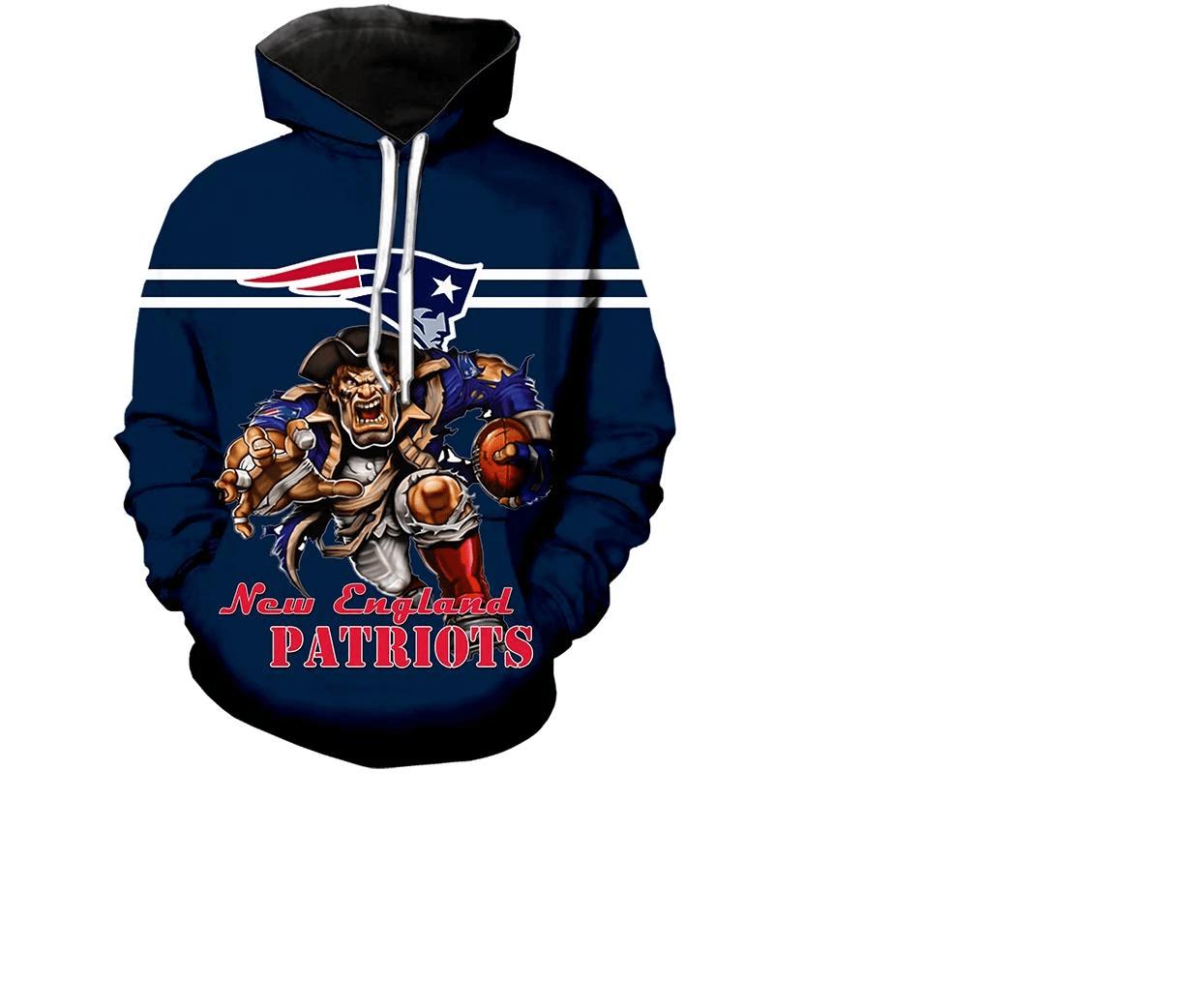 New England Patriots Ultra-Cool Design 3D All Over Print Zip Hoodie Pullover Nfl
